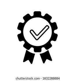 check mark and ribbon symbol Certificate icon. Premium quality. Achievement badge. Profile Verification. Check mark icon. Vector check mark. Vector illustration. Color easy to edit. 