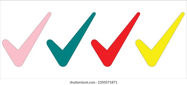 Marque el icono correcto o correcto. Diseño vectorial de lista de verificación de colores diferentes. Icono de marca de verificación para diseños de empresas, oficinas, afiches y páginas web