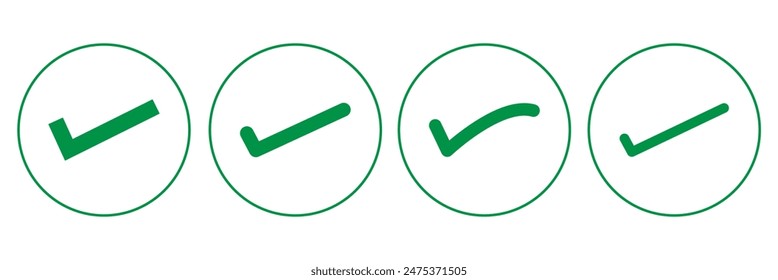 Marque los iconos correctos o derechos. Diferentes colores de diseño de lista de verificación. Marca de verificación para negocios, oficinas, afiches y Diseños web. Ilustración vectorial. Archivo Eps 70.