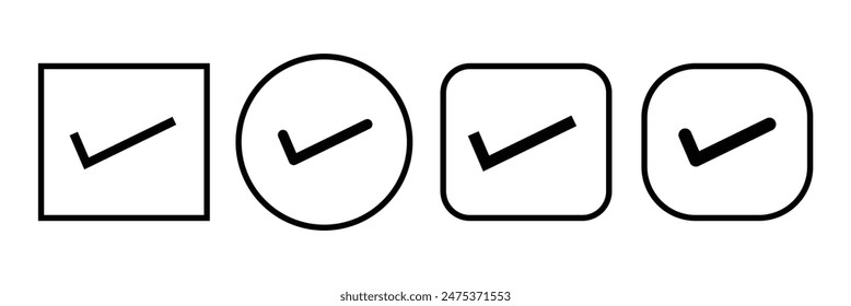 Marque los iconos correctos o derechos. Diferentes colores de diseño de lista de verificación. Marca de verificación para negocios, oficinas, afiches y Diseños web. Ilustración vectorial. Archivo Eps 73.