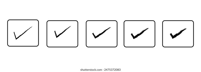 Check mark right or correct icons. Different colors checklist design. Check-mark icon for business, office, poster, and web designs. Vector illustration. Eps file 73.