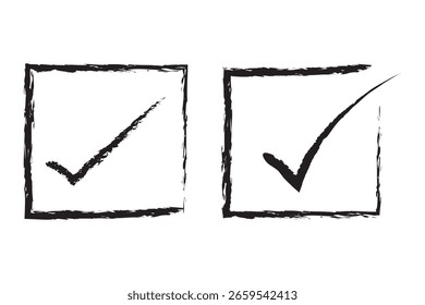 Check mark or right sign. Set of vector icons