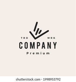 check mark rock hand hipster vintage logo vector icon illustration