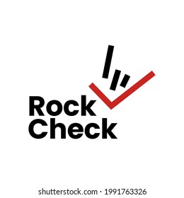 check mark rock metal hand finger gesture logo vector icon illustration