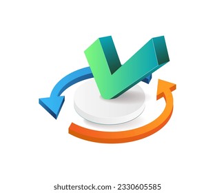 Check mark with rotating arrow