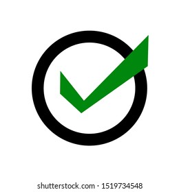Check mark in round icon isolated on white background. Check list button sign. Vector Illustration