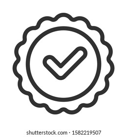 check mark in a round, linear icon. Editable stroke