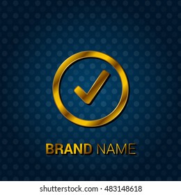 Check Mark Royal Golden & Blue Metallic Premium Corporate Logo / Icon