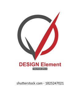 check mark separates the circle. Blank for a logo, brand, or sticker. Stock illustration