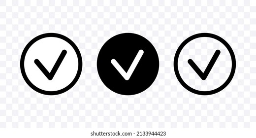 Marcar. Conjunto de iconos negros con marcas de verificación aisladas en fondo blanco. Vector clipart.	