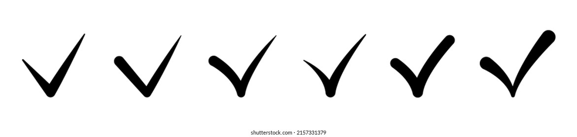 Marcar. Conjunto de iconos de garrapatas negras aislados en fondo blanco. Vector clipart.