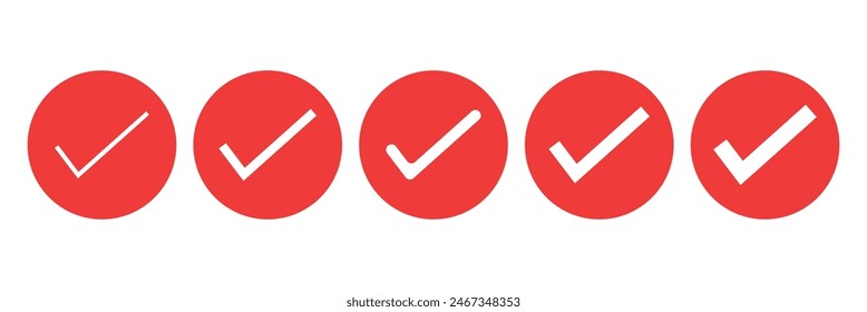 Check mark set icon. Simple web buttons. Checkmarks and confirm. Round checkmark. red check icon set. check icon.