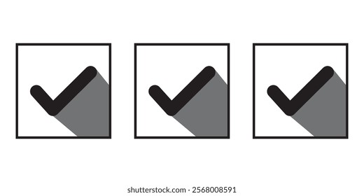 Check mark set icon. Simple web buttons. Checkmarks and confirm. 111