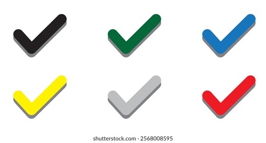 Check mark set icon. Simple web buttons. Checkmarks and confirm. 111