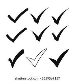 Marca de seleção ícone de conjunto Botões simples da Web Marcas de seleção e confirmar Marca de seleção redonda