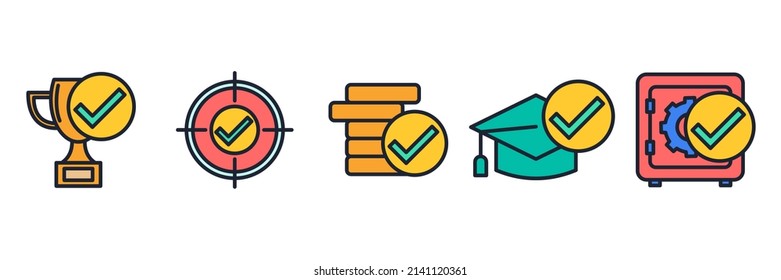 marca de verificación set icono plantilla de símbolo para el logotipo de colección de diseño gráfico y web ilustración vectorial