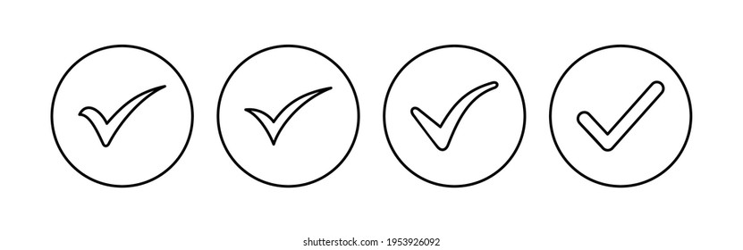 Markierungssatz überprüfen. Markierungssymbol überprüfen. Zeichen-Symbol, Vektorgrafik