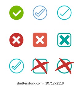 Check mark set. Vector illustration on white background