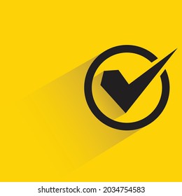 check mark with shadow on yellow background