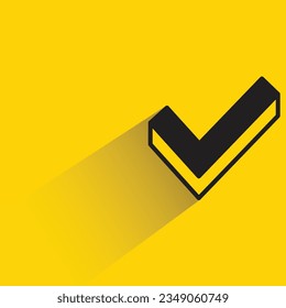check mark with shadow on yellow background