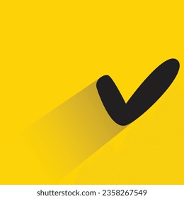 check mark with shadow on yellow background