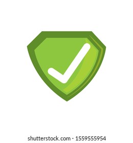 check mark shield design, Security protection emblem banner heraldic insignia and honor theme Vector illustration
