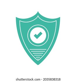 check mark in shield icon isolated