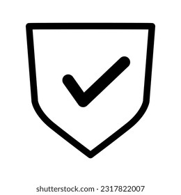 Check mark shield icon. Permit or safety. Vector.