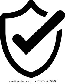 Plantilla de diseño de iconos de escudo de marca de verificación, símbolo de seguridad, Acuerdo, Vector de protección de privacidad de datos, antivirus.