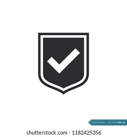 check mark shield pictogram icon logo template