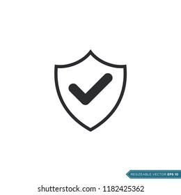 check mark shield pictogram icon logo template