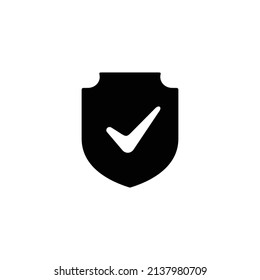 Check mark shield simple flat icon vector illustration. Check mark icon