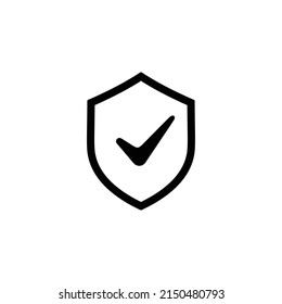 Check mark shield simple flat icon vector illustration. Check mark icon