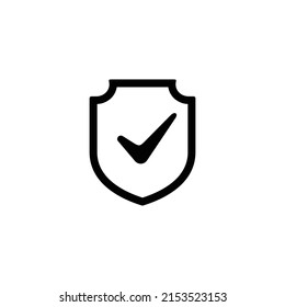 Check mark shield simple flat icon vector illustration. Check mark icon