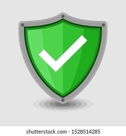Check mark shield vector icon flat design