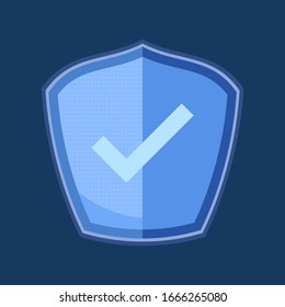 Check mark shield vector icon flat design