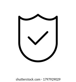 marca de verificación y protección, icono de línea de símbolo verificado, Ilustración vectorial