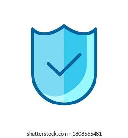 marca de verificación y blindaje, icono azul de símbolo verificado, Ilustración vectorial