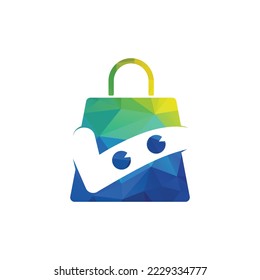 Check mark shopping bag logo. Shopping bag icon for online shop business logo.