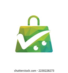 Check mark shopping bag logo. Shopping bag icon for online shop business logo.