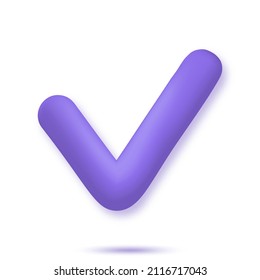 Check mark sign. 3D rendering