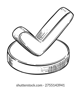 check mark sign approval vector line art hand drawn illustration