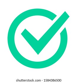 Check mark sign. Checklist green marking logo, check web pictogram, positive checked confirm and accept okey mark. Circle confirmation success sign vector icon. Approval. Tick symbol. Correct choice