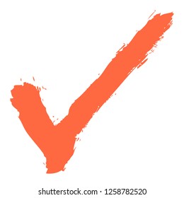 Check mark sign created paint brushstroke. This design graphic element is saved as a vector illustration in the EPS file format