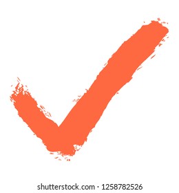 Check mark sign created paint brushstroke. This design graphic element is saved as a vector illustration in the EPS file format