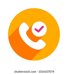 Check mark check sign handle handset phone telephone icon. Vector illustration