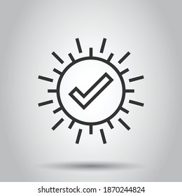 Check mark sign icon in flat style. Confirm button vector illustration on white isolated background. Accepted business concept.