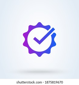 Check mark sign icon or logo. Quality or approved concept. Guaranty certificate vector illustration.