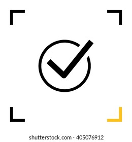 Check mark sign icon. Tick Okay Accept Valid icon button. Check confirm icon. Tick in circle sign. Ok Good Tick check list icon.