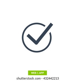 Check mark sign icon. Tick Okay Accept Valid icon button. Check confirm icon. Tick in circle sign. Ok Good Tick check list icon.